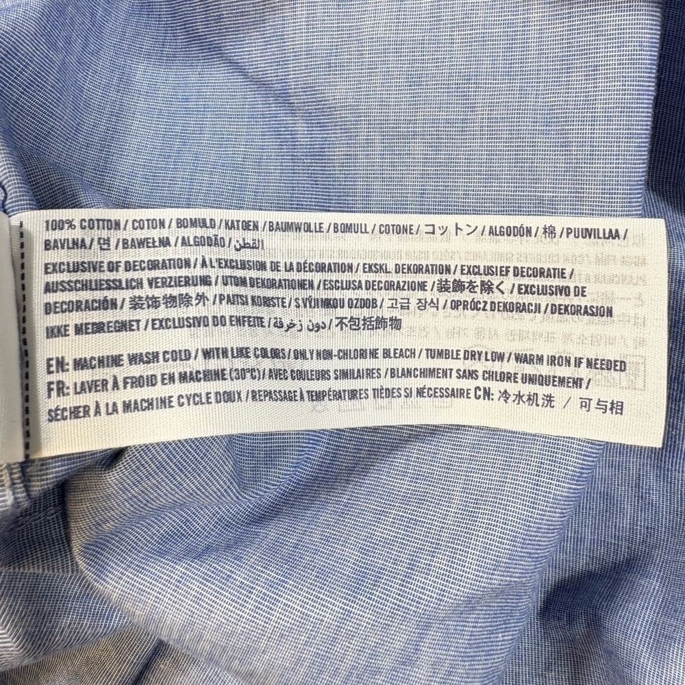 Abercrombie Kids Blue Long Sleeve Muscle Button Front Moose Logo Oxford Shirt - Picture 7 of 7